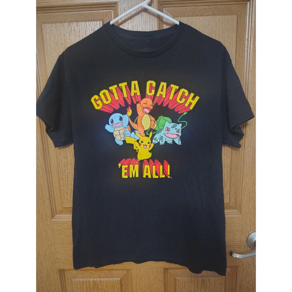 Pokemon Gotta Catch 'Em All Graphic T-Shirt Black Size Medium M 100% Cotton